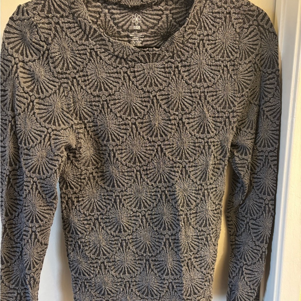 Aura Gray Patterned Crew Neck Sweater